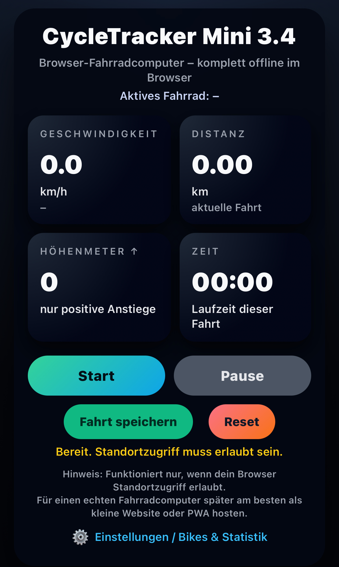 CycleTracker Mini – App Screenshot